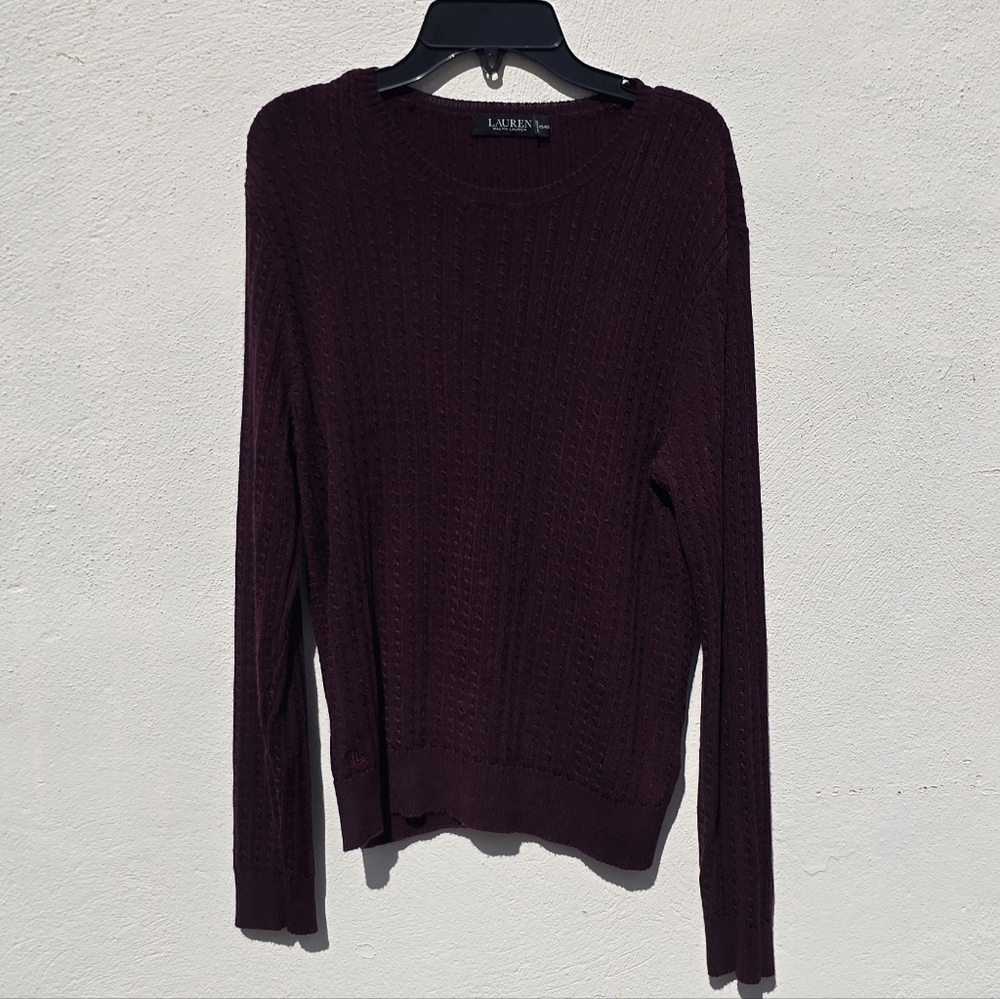 Lauren Ralph Lauren Women’s Burgundy Ribbed Sweater Size XL